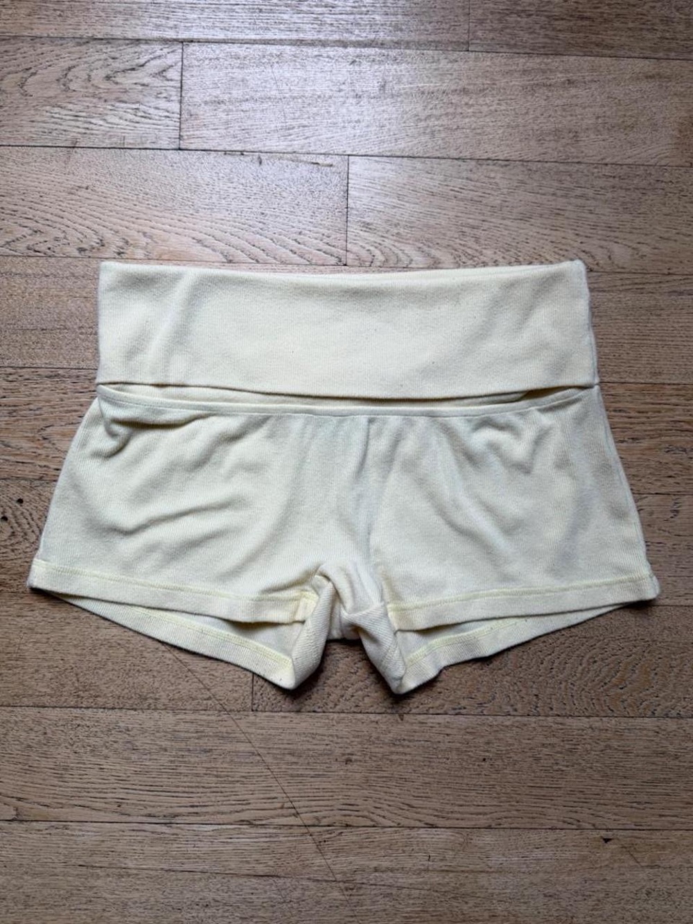 Princess Polly Foldover Micro Shorts Butter Yellow